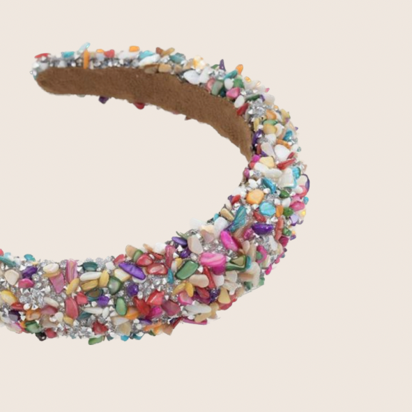MULTI COLOR STONES TIARA HEADBAND