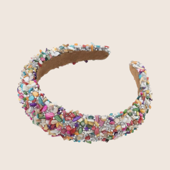MULTI COLOR STONES TIARA HEADBAND